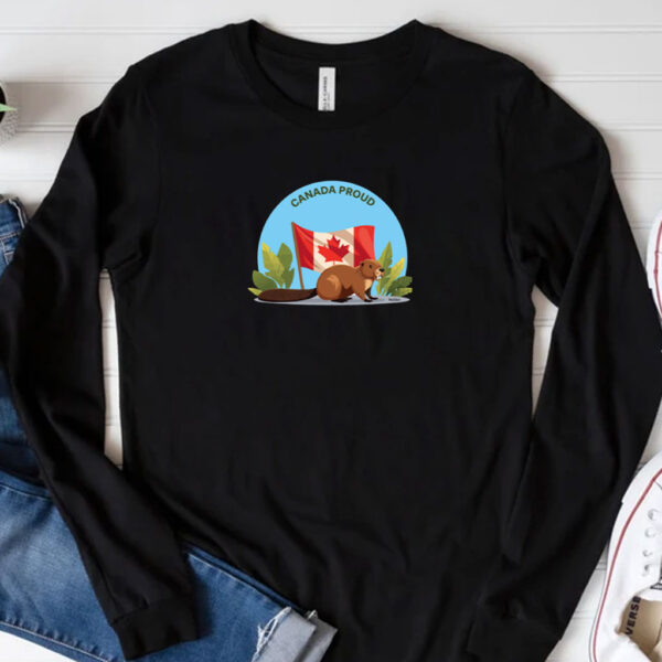 beaver behind canada flag – canada proud Shirt