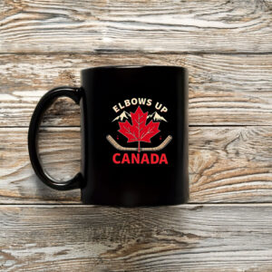 Maple Leaf Hockey Elbows Up Canada Graphic Mug