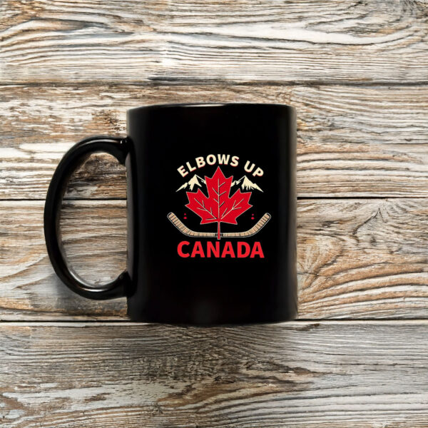 Maple Leaf Hockey Elbows Up Canada Graphic Mug