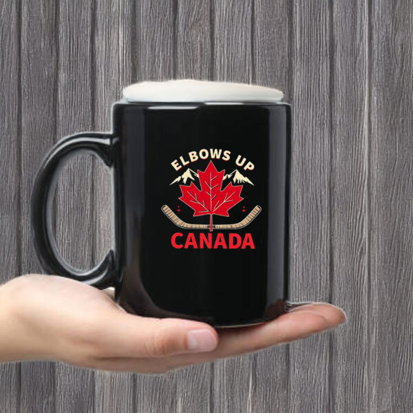 Maple Leaf Hockey Elbows Up Canada Graphic Mug