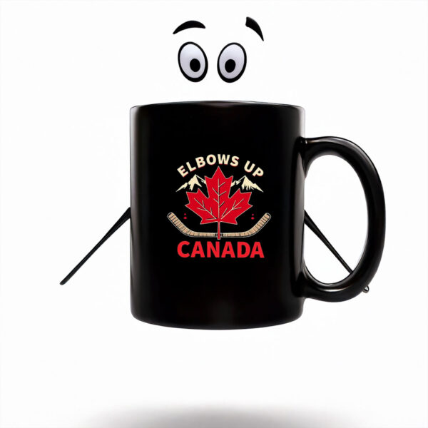 Maple Leaf Hockey Elbows Up Canada Graphic Mug