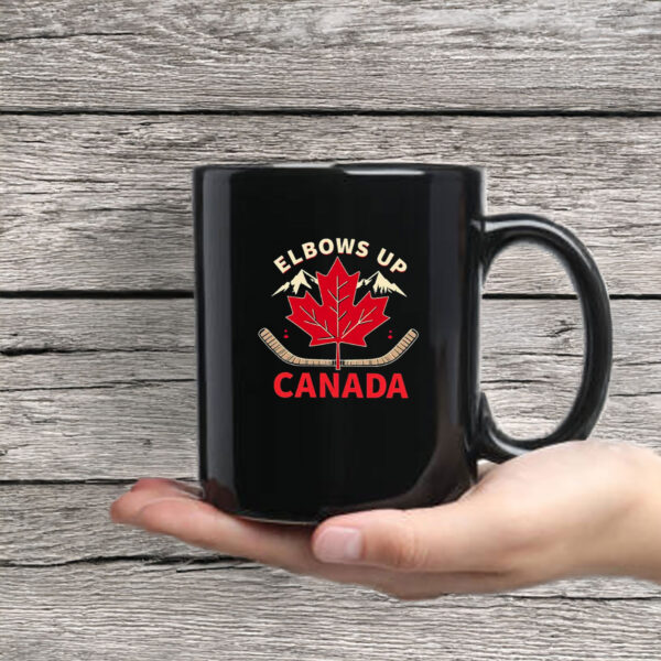 Maple Leaf Hockey Elbows Up Canada Graphic Mug