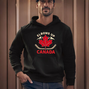 Maple Leaf Hockey Elbows Up Canada Graphic Shirt