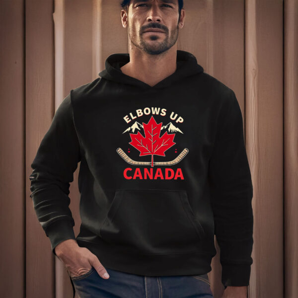 Maple Leaf Hockey Elbows Up Canada Graphic Shirt