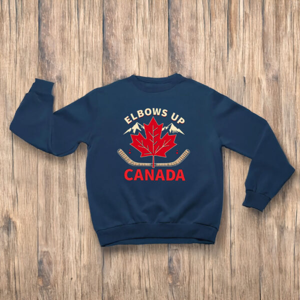 Maple Leaf Hockey Elbows Up Canada Graphic Shirt