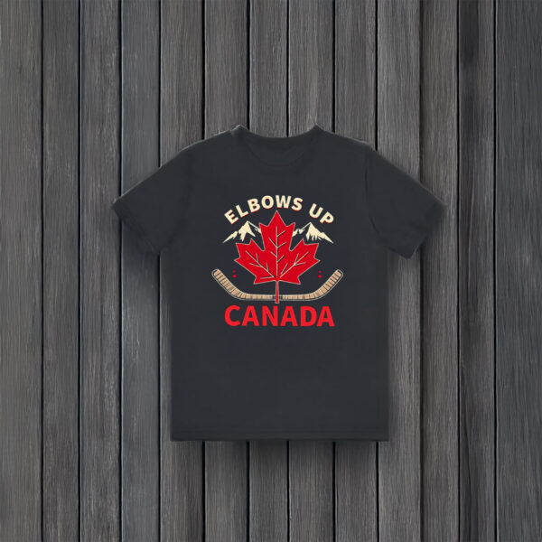 Maple Leaf Hockey Elbows Up Canada Graphic Shirt