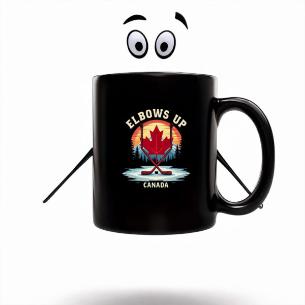 Maple Leaf & Hockey, Elbows Up Canada Mug