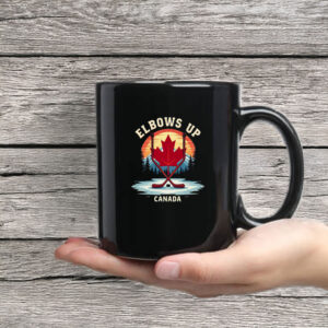 Maple Leaf & Hockey, Elbows Up Canada Mug