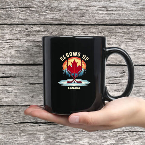 Maple Leaf & Hockey, Elbows Up Canada Mug