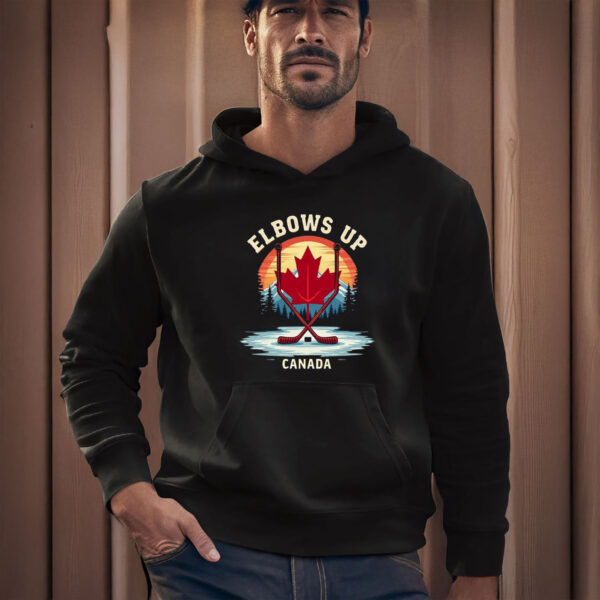 Maple Leaf & Hockey, Elbows Up Canada Shirt