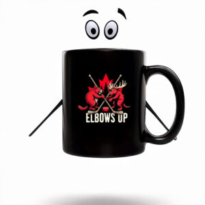 Red Beaver & Maple Leaf Elbows Up Mug